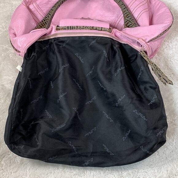 La Philipe faux croc handle oversized pink hobo bag - Picture 15 of 15